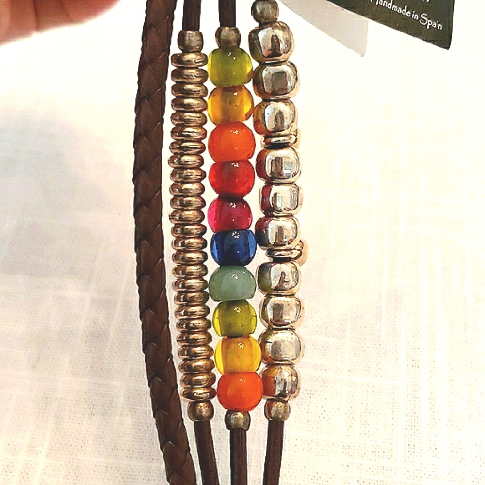 1 Para Mi silver and leather rainbow bracelet - Picture 8 of 8